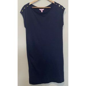 Lilly Pulitzer Women's Blue Gold Accents‎ Pima Cotton T-Shirt Dress Small